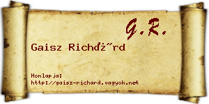 Gaisz Richárd névjegykártya